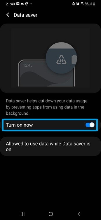 Enable Data Save Mode