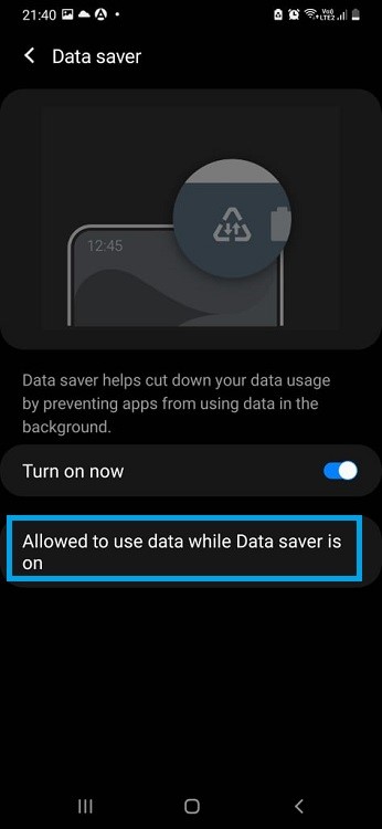 Enable Data Save Mode